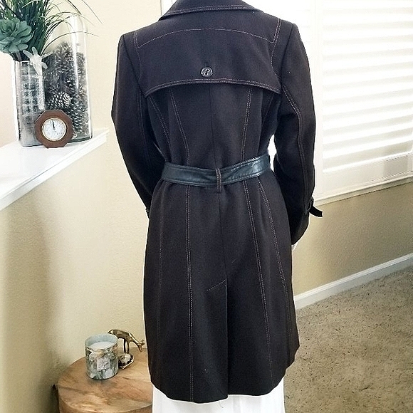 Heavy Wool Blend Belted Winter Coat - Picture 3 of 16